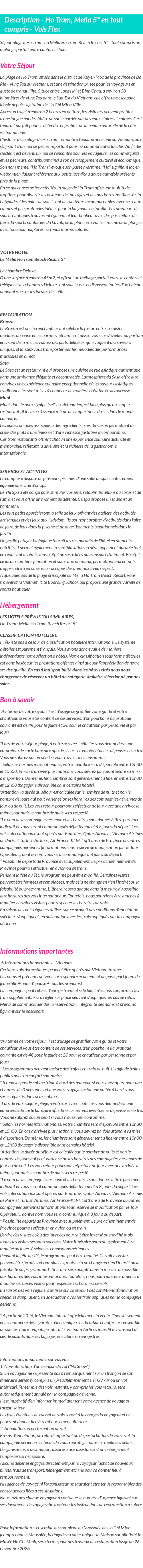 Détails du séjour