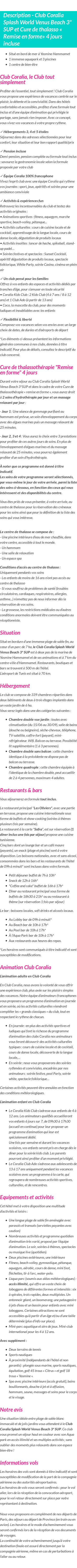 Détails du séjour