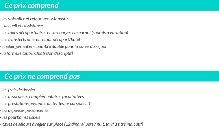 Conditions tarifaires