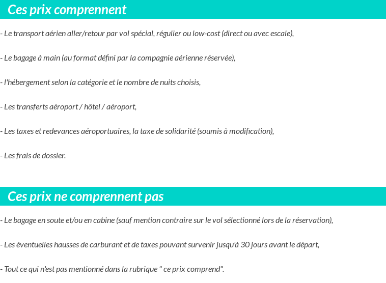 Conditions tarifaires