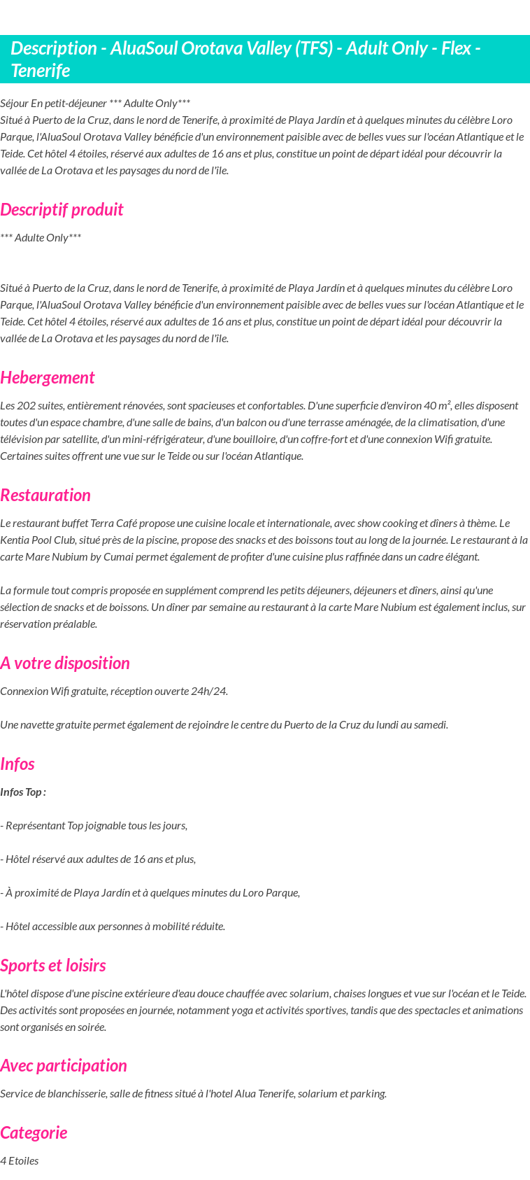 Détails du séjour