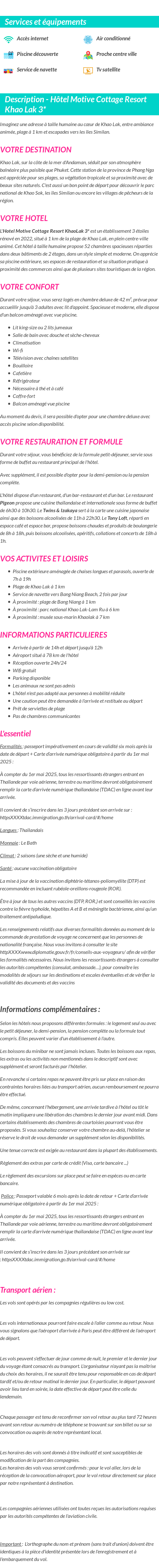 Détails du séjour