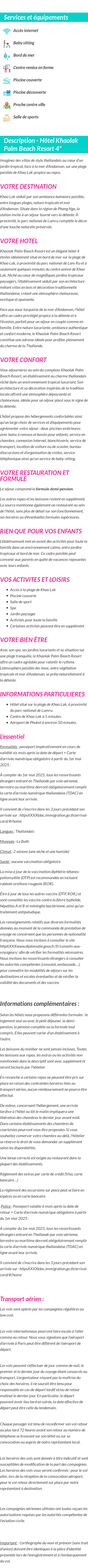 Détails du séjour