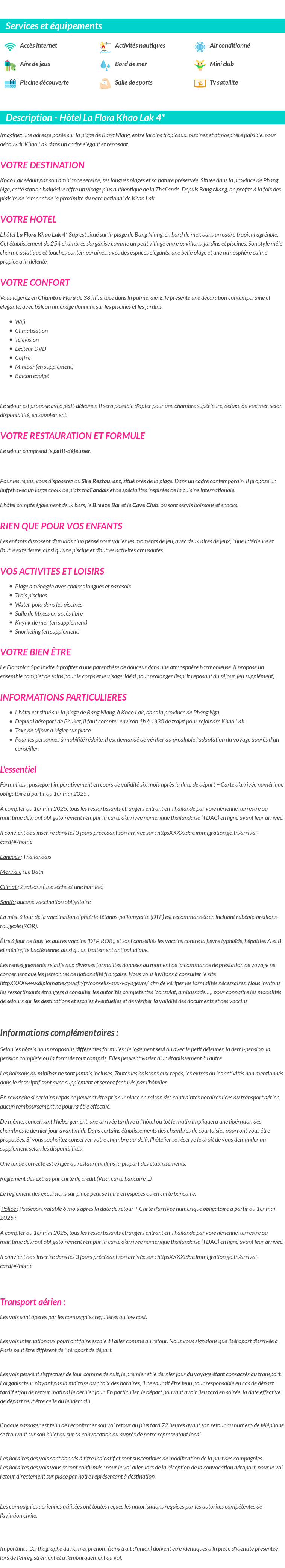 Détails du séjour