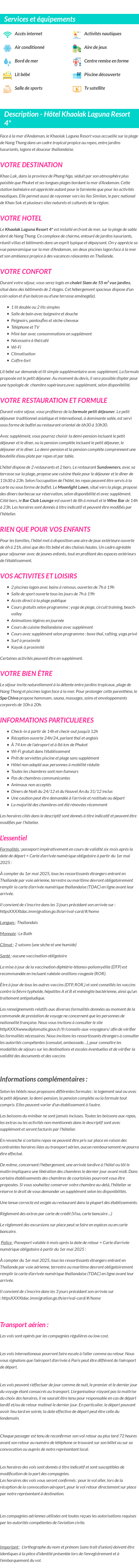 Détails du séjour
