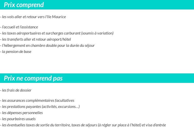 Conditions tarifaires