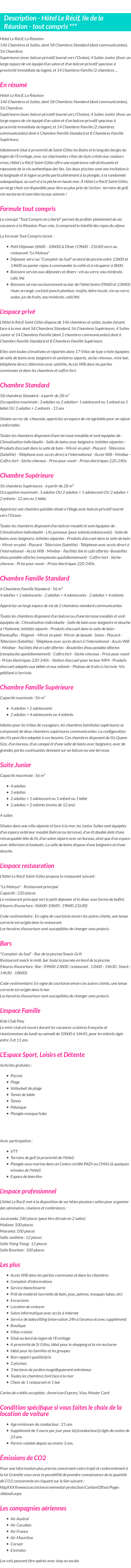 Détails du séjour