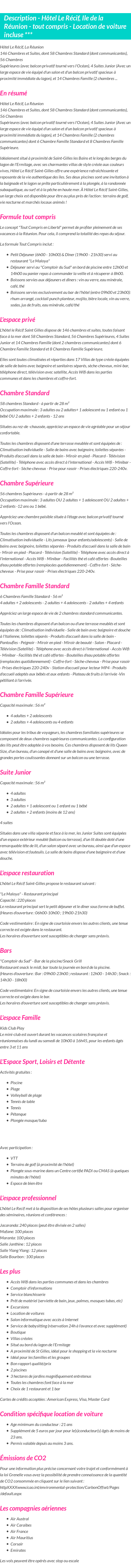 Détails du séjour