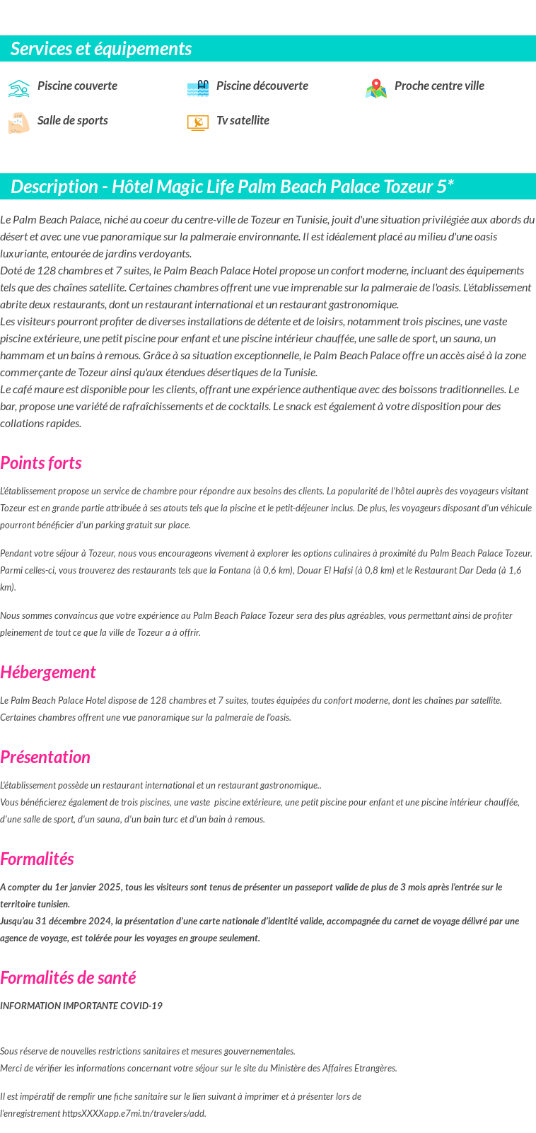 Détails du séjour
