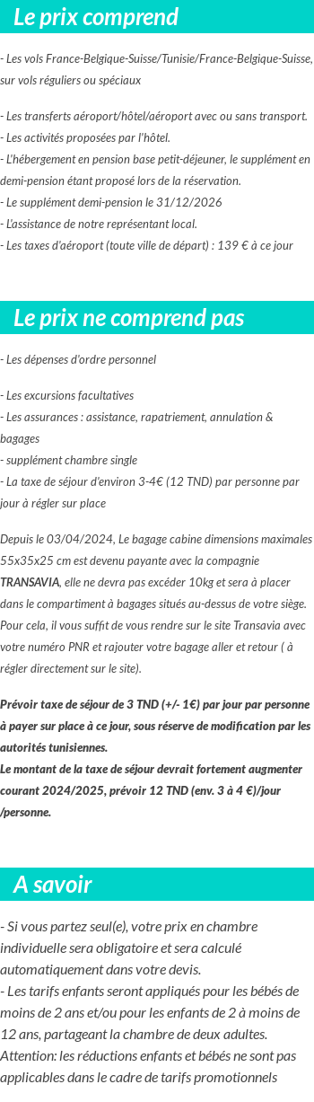 Conditions tarifaires