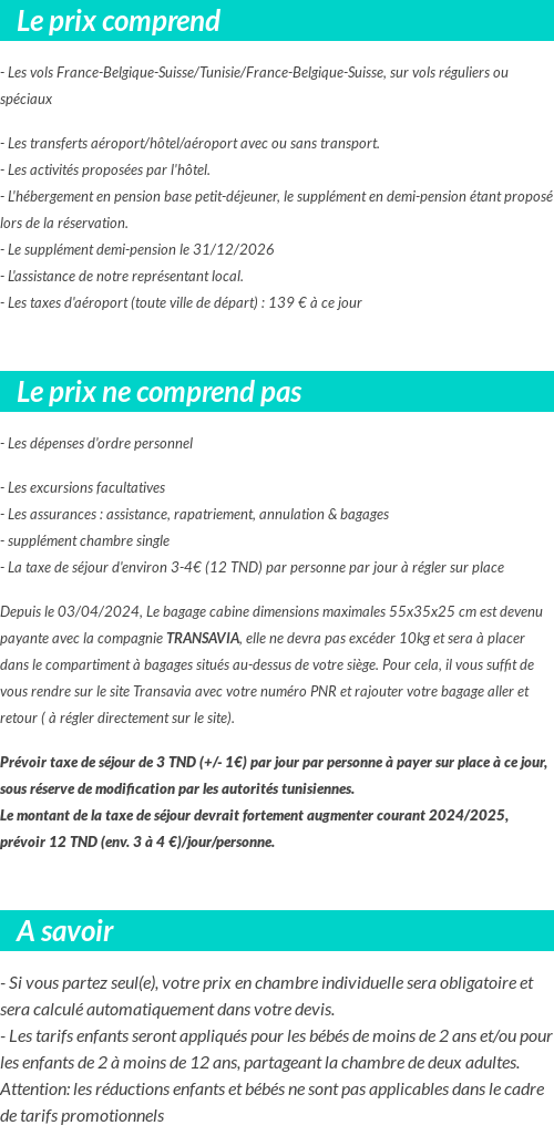 Conditions tarifaires