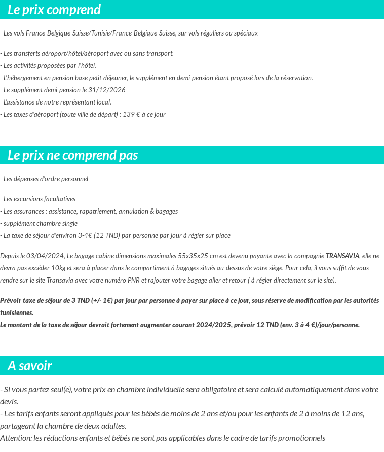 Conditions tarifaires