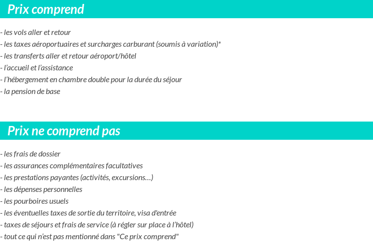 Conditions tarifaires