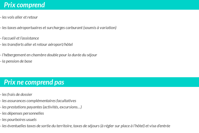 Conditions tarifaires