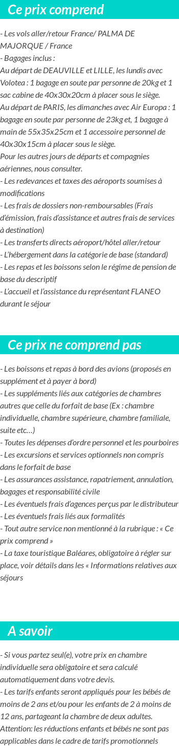 Conditions tarifaires