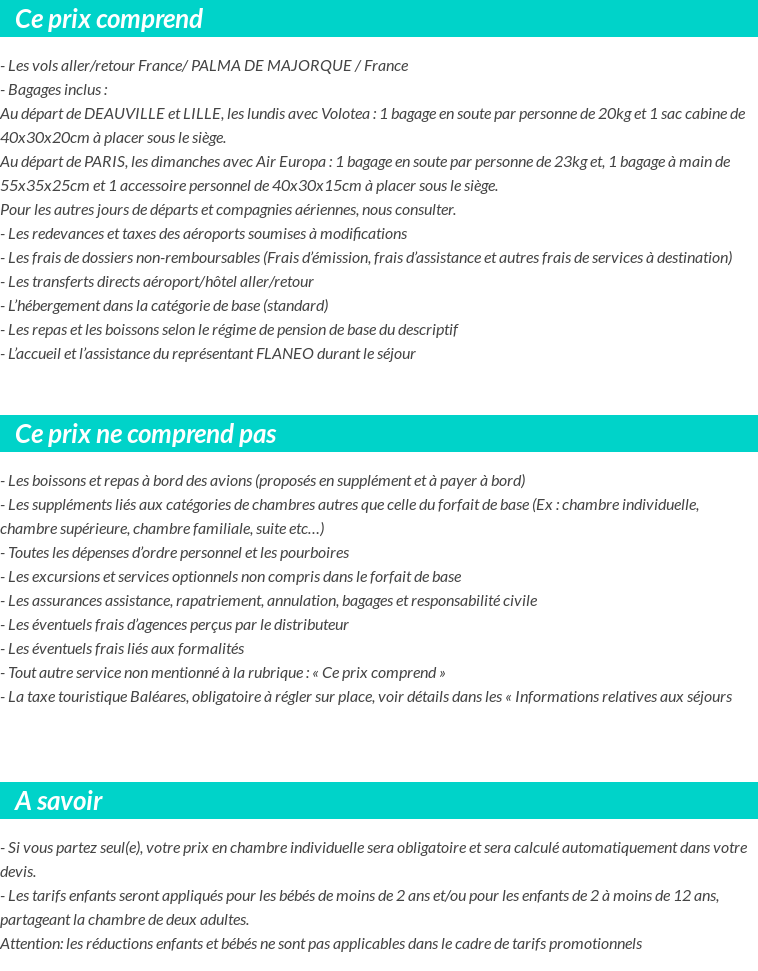 Conditions tarifaires