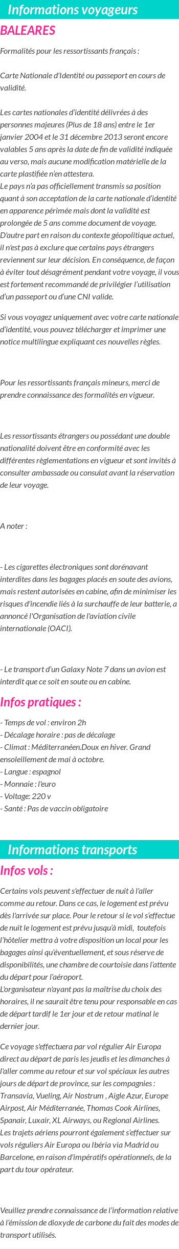 Formalités et infos voyageurs