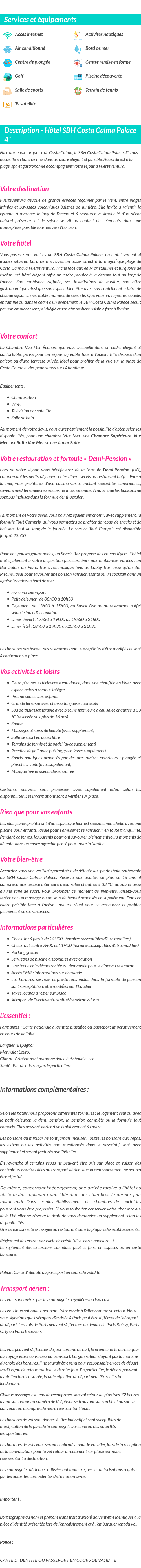Détails du séjour