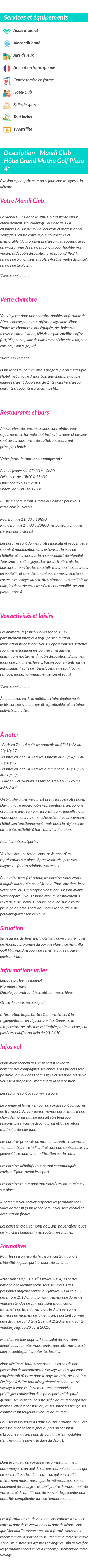 Détails du séjour
