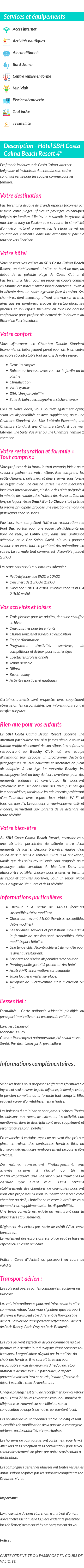 Détails du séjour
