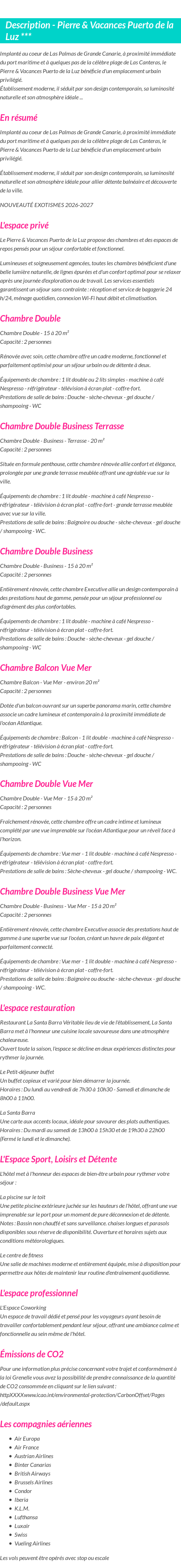 Détails du séjour