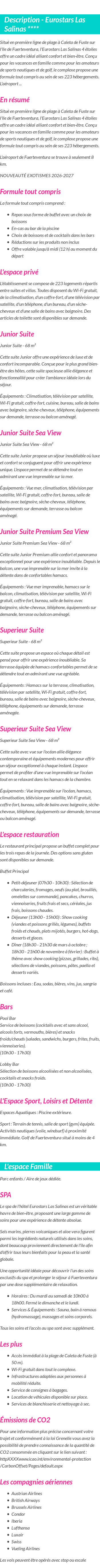 Détails du séjour