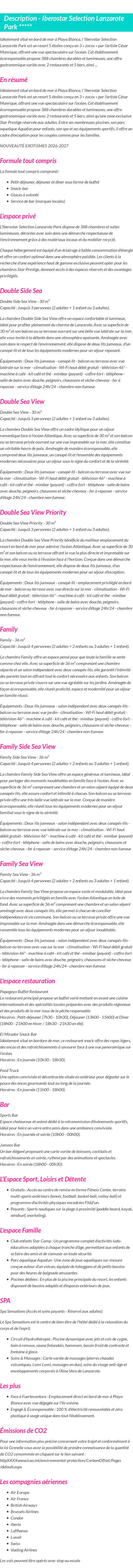 Détails du séjour
