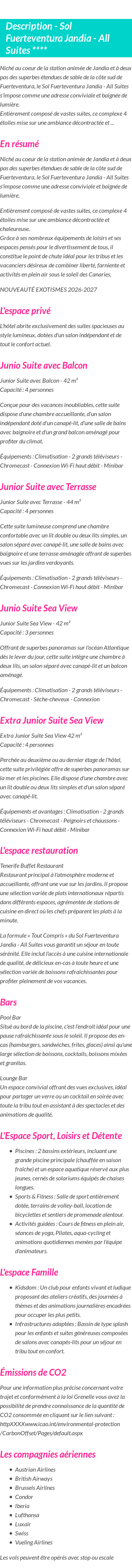 Détails du séjour