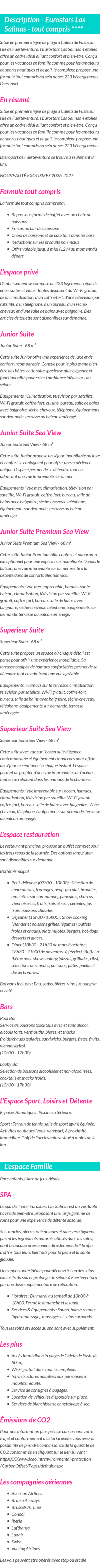 Détails du séjour