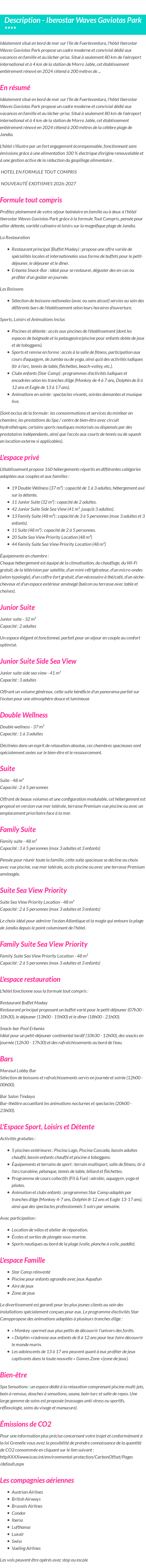 Détails du séjour