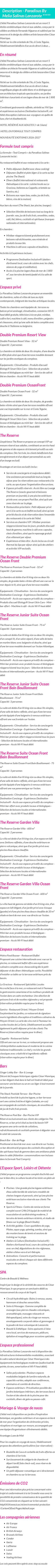 Détails du séjour