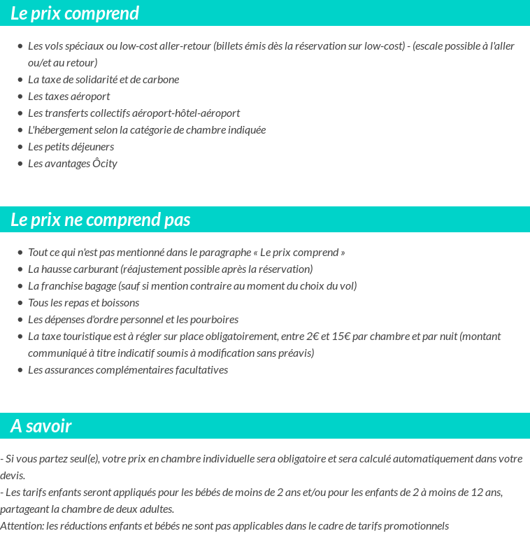 Conditions tarifaires