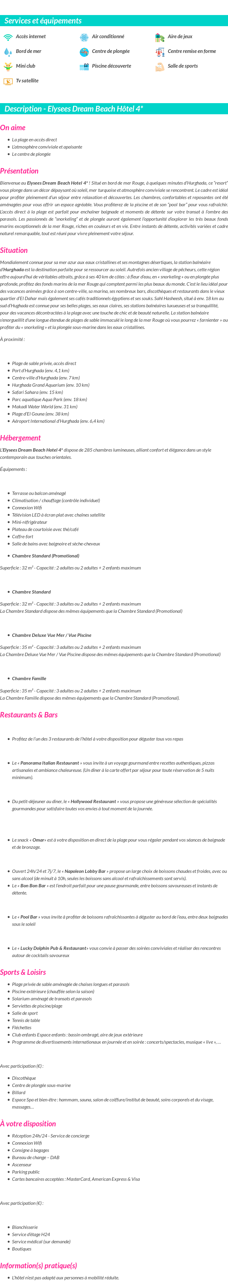Détails du séjour