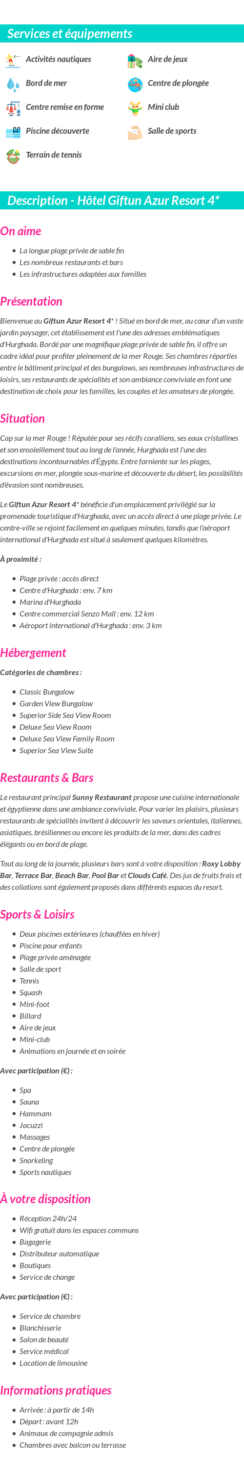 Détails du séjour