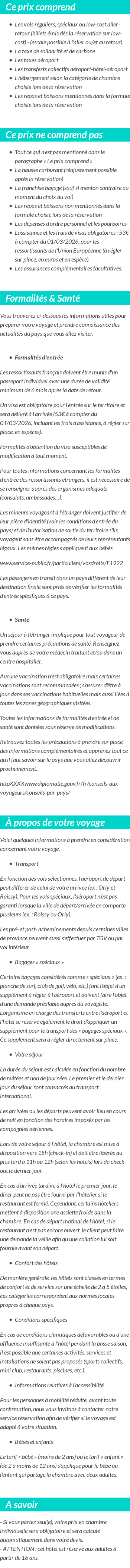 Conditions tarifaires