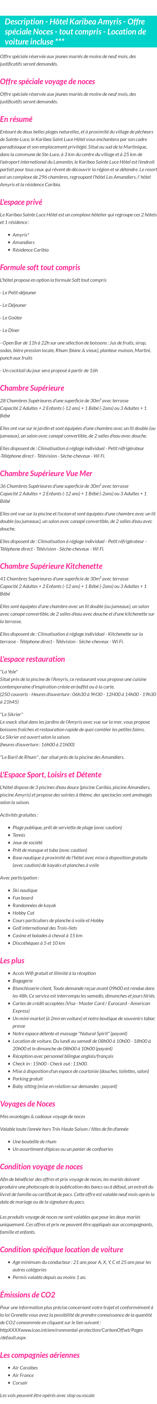 Détails du séjour