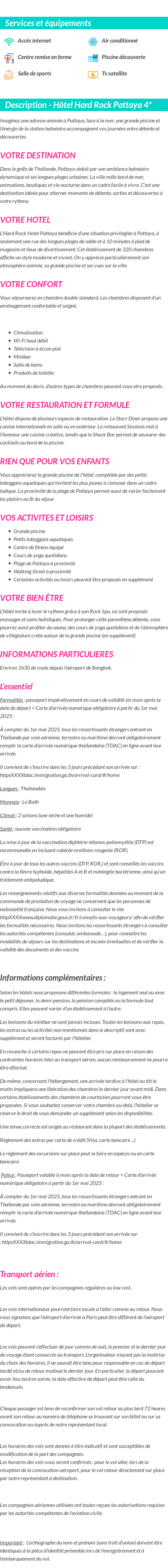 Détails du séjour