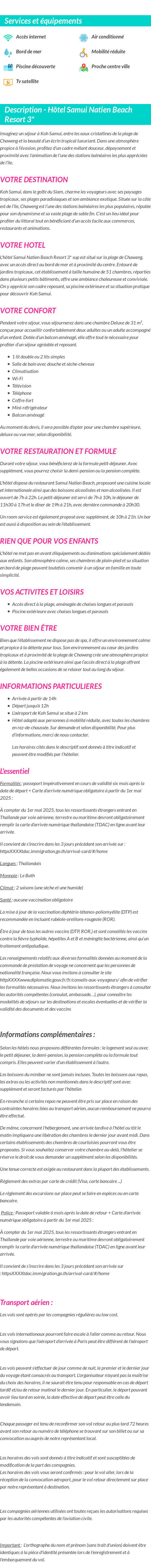 Détails du séjour
