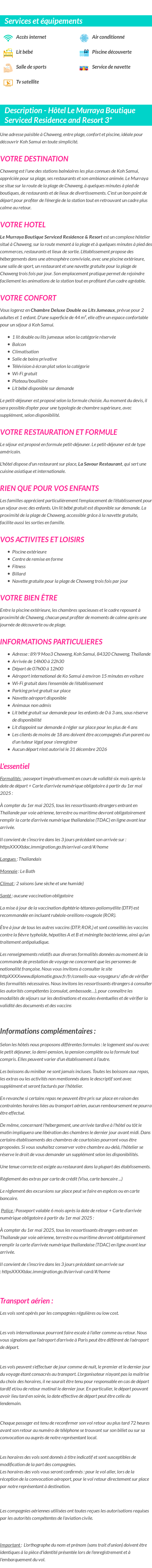 Détails du séjour