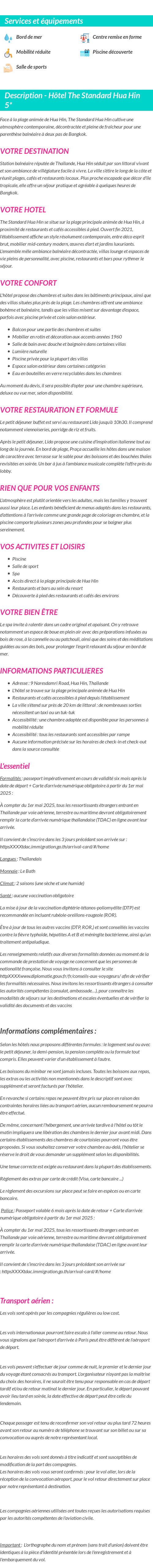 Détails du séjour
