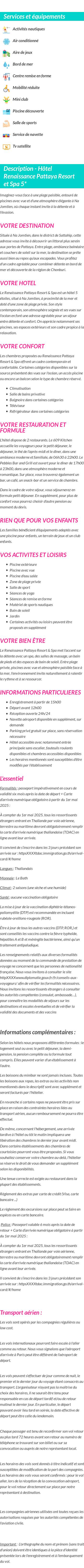 Détails du séjour