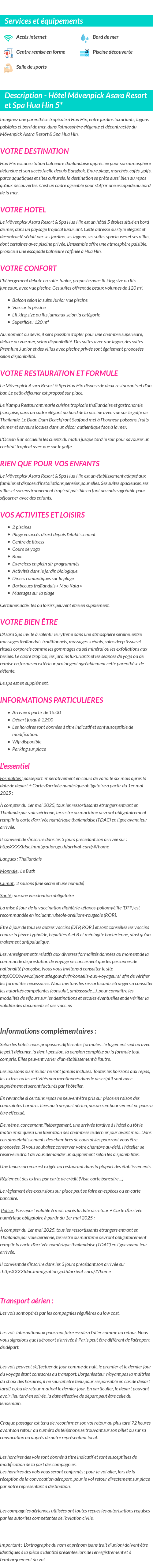 Détails du séjour