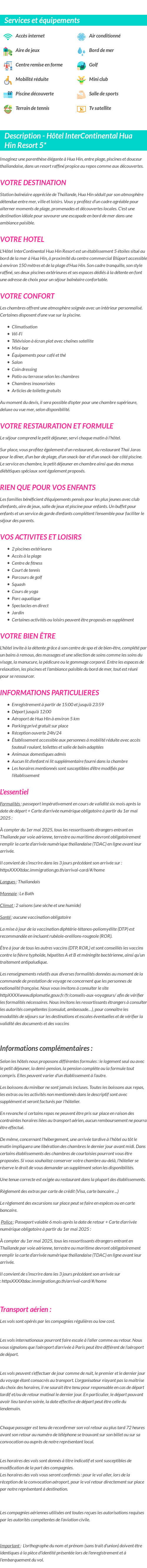 Détails du séjour
