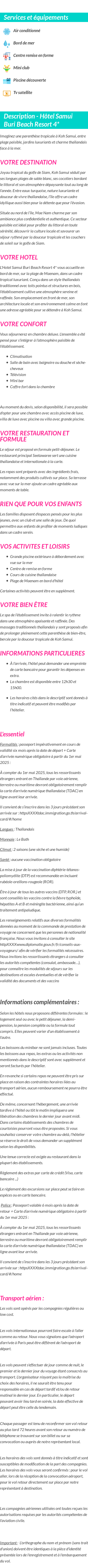 Détails du séjour