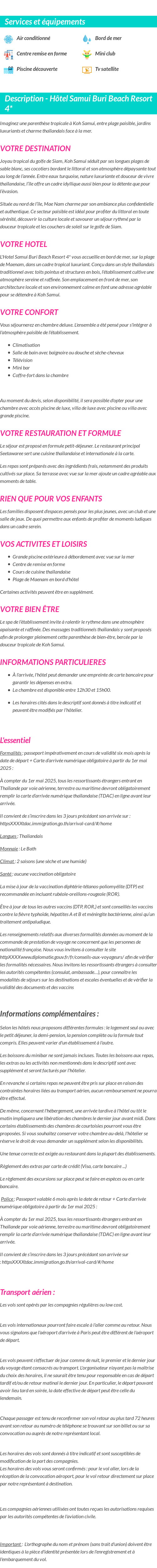 Détails du séjour