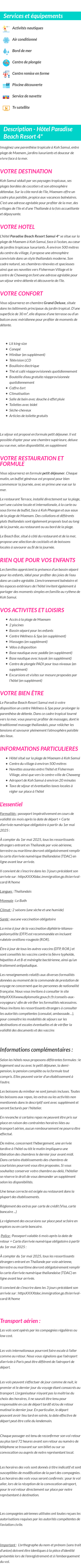 Détails du séjour