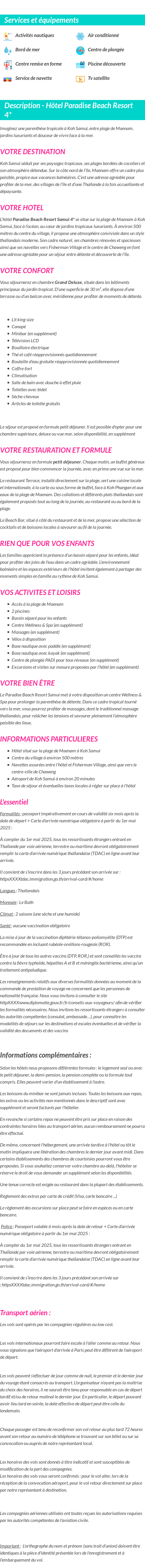 Détails du séjour