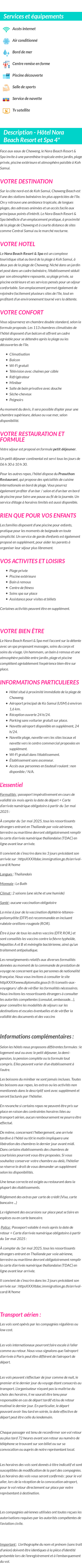 Détails du séjour