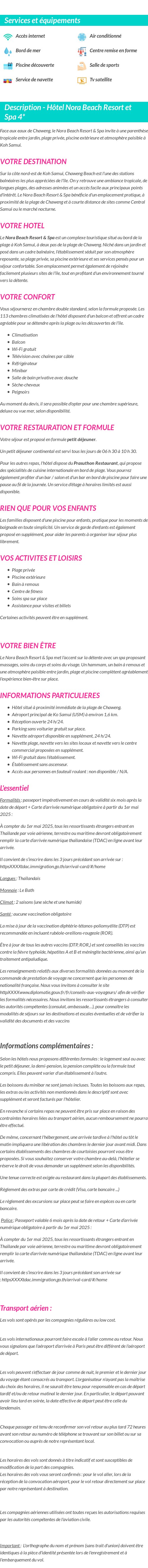 Détails du séjour