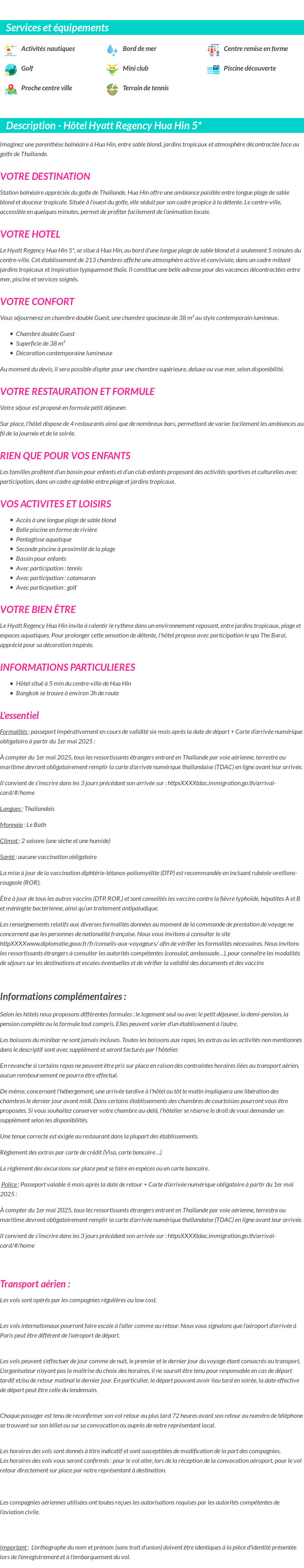 Détails du séjour